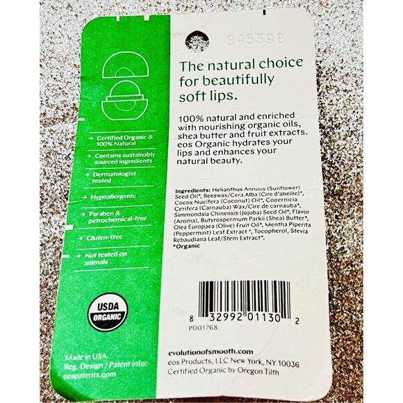 EOS Organic Sweet Mint Lip Balm Sphere Natural Shea Butter Peppermint Coconut - Picture 2 of 3